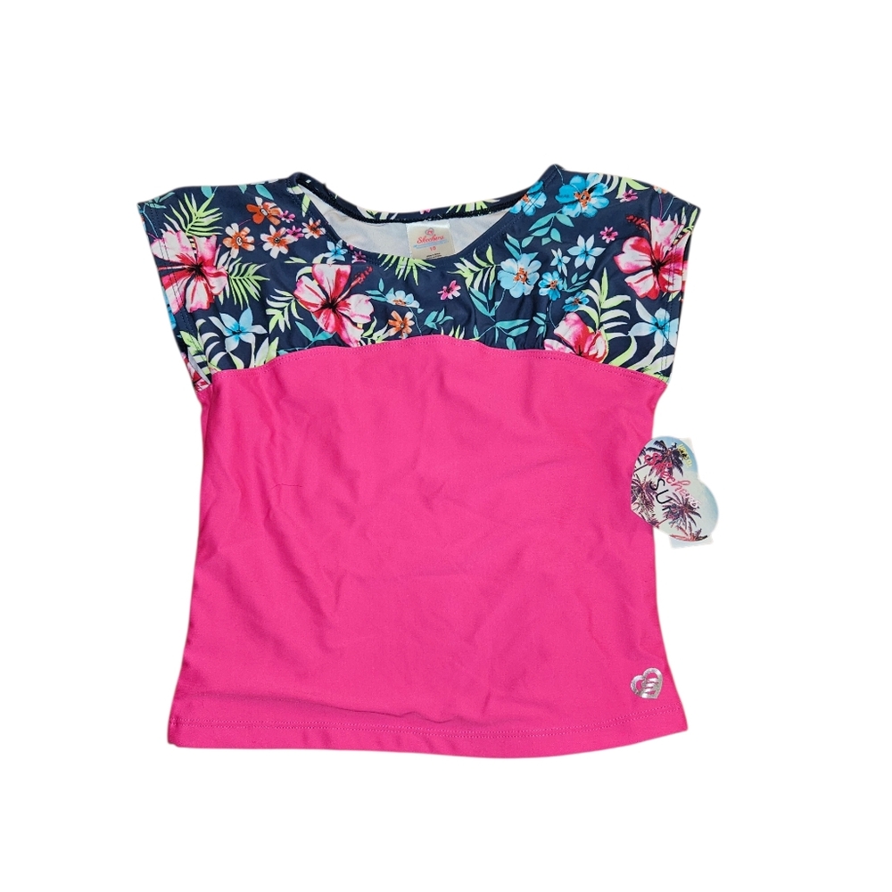 nwt girl's Sz 10 Skechers Surf Short Sleeve Rashgaurd UPF 50